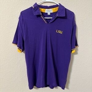 Velocity Polo Shirt LSU Purple Yellow Gold Louisiana State University Tailgate